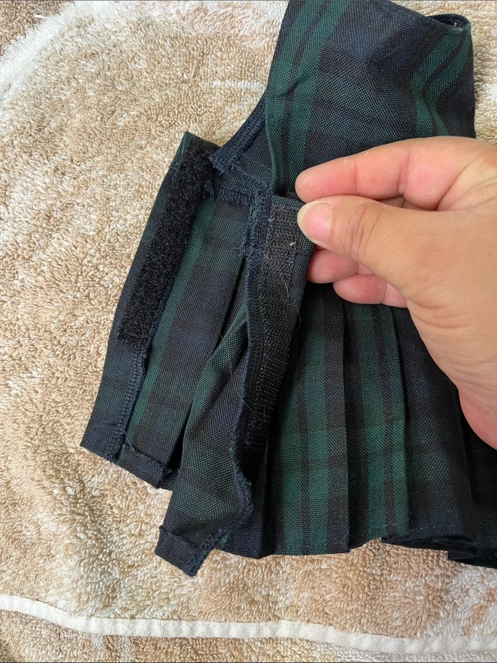 Vintage Green and Black Plaid Pleated Doll Jumper